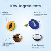 Nefol Face Scrub with Blue Tea, Papaya Extract, Rice Powder & Tapioca Starch - Exfoliates, Brightens Skin – 50gm - Nefol